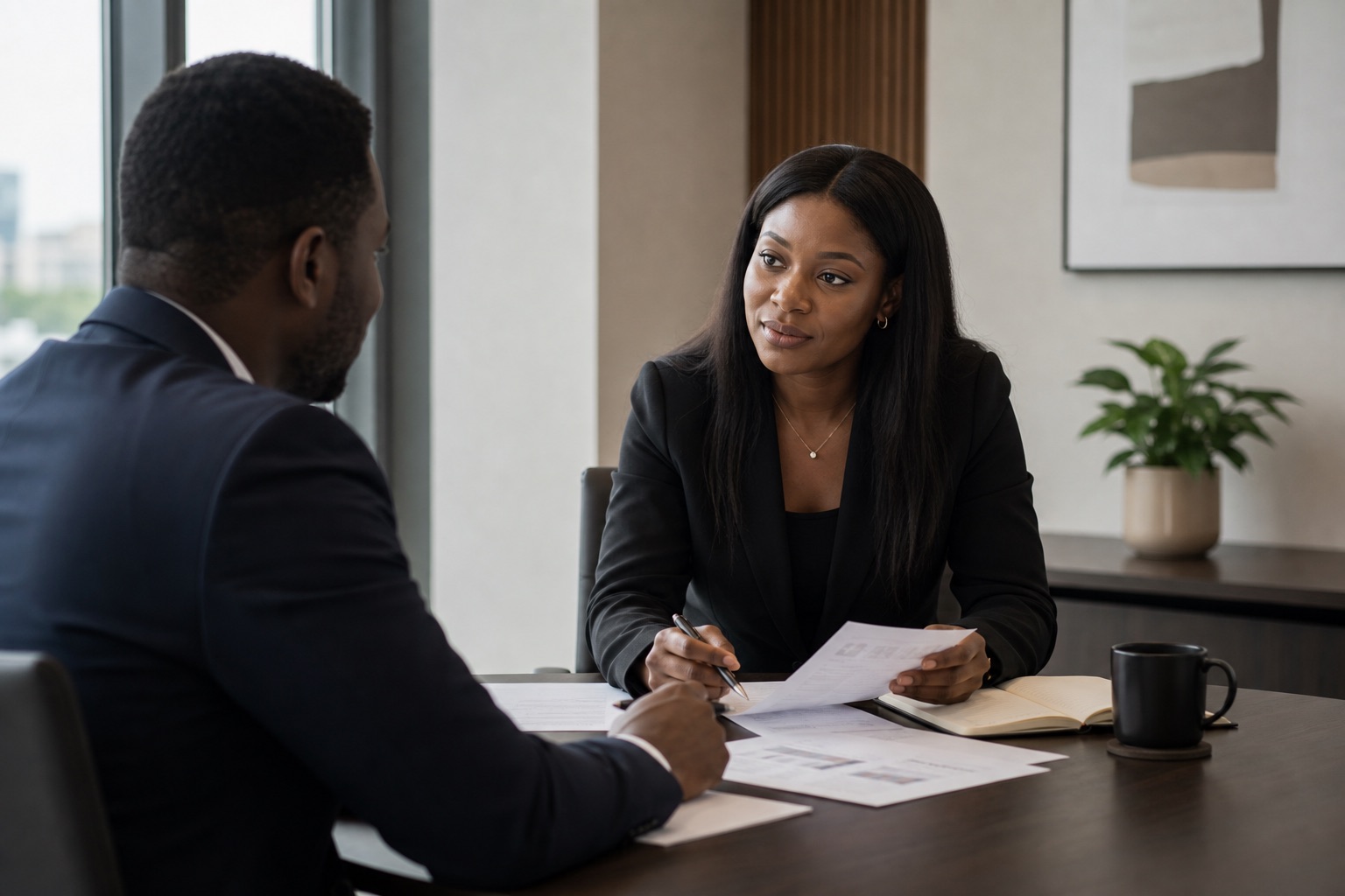 Professional consultation in a modern business office.